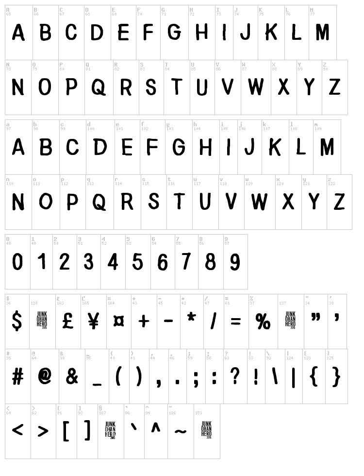 Nirepnirun font map